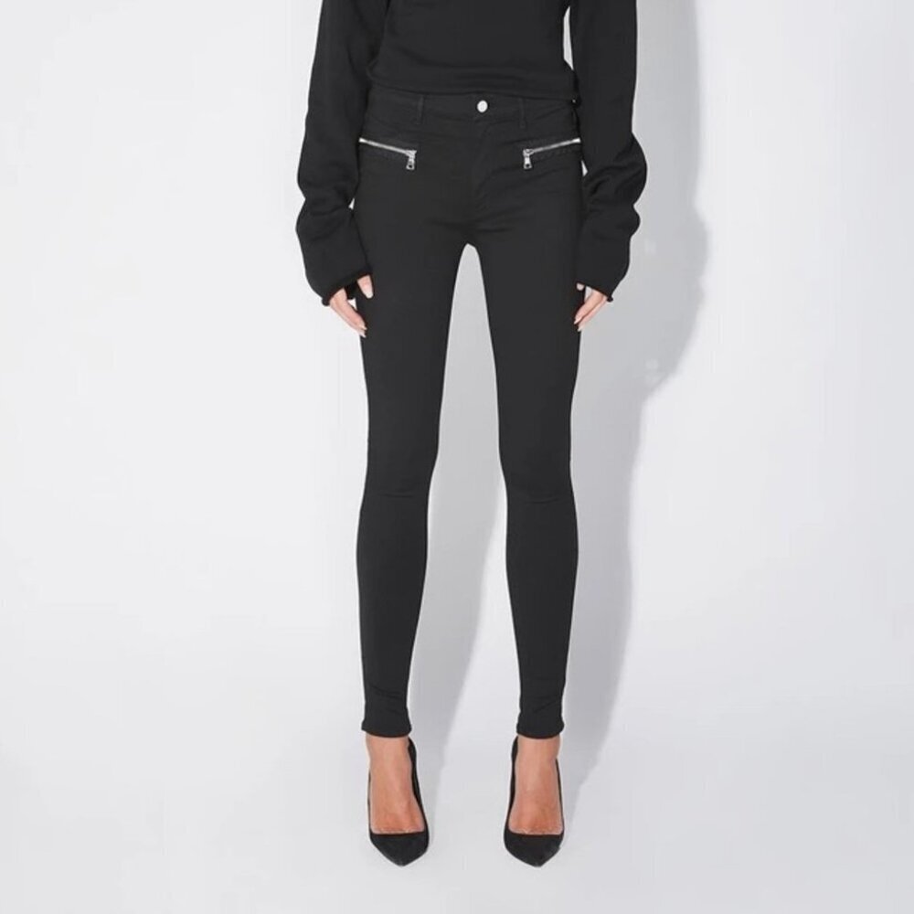 MINIMUM Black Vegan Suede High Waist Skinny Jeans Size 24/ US 00